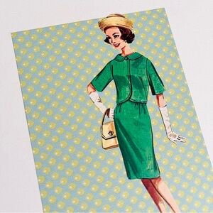 Vintage MCM Sewing Pattern Book Original 8x10 Collage Suit + White Gloves
